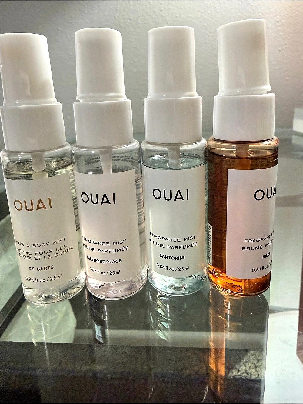 OUAI Mini St. Barts, Ibiza, Santorini & Melrose fragrance mist. EUC